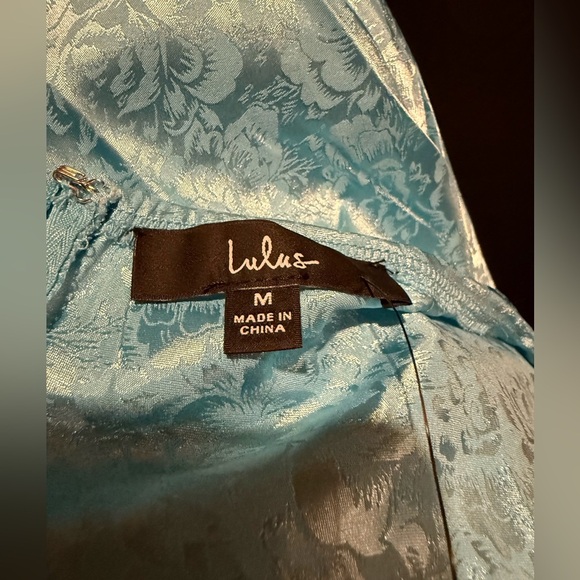 Lulus Medium, Forever Celebrating Blue Floral Jacquard One-Shoulder Midi Dress - Picture 6 of 6